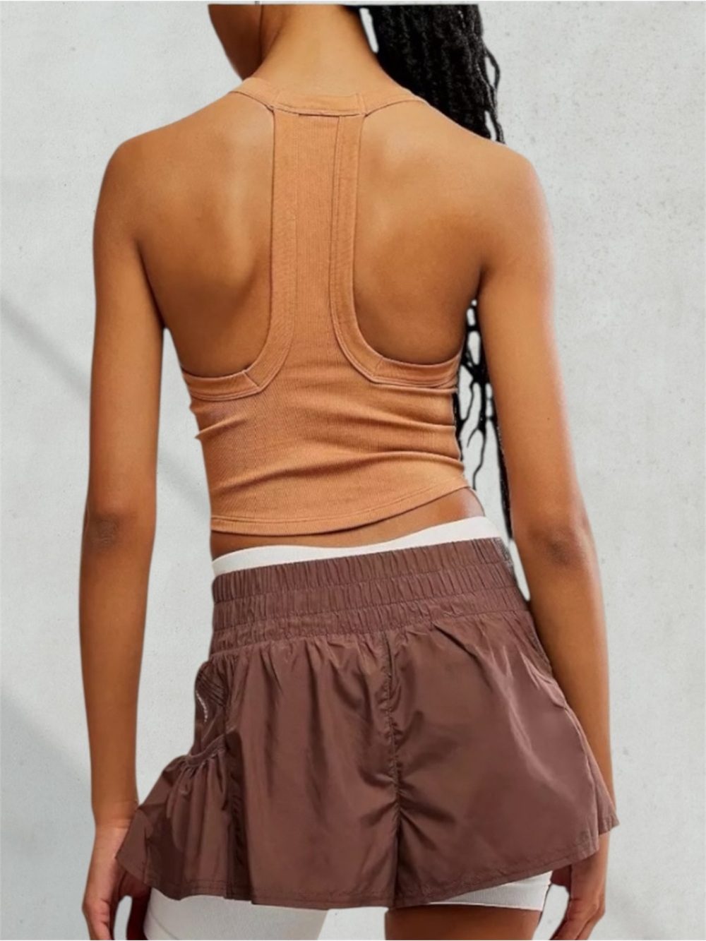 FP MOVEMENT All Clear V Neck Cami Racerback Tank Top NWT Twig Brown Tan - Picture 2 of 6